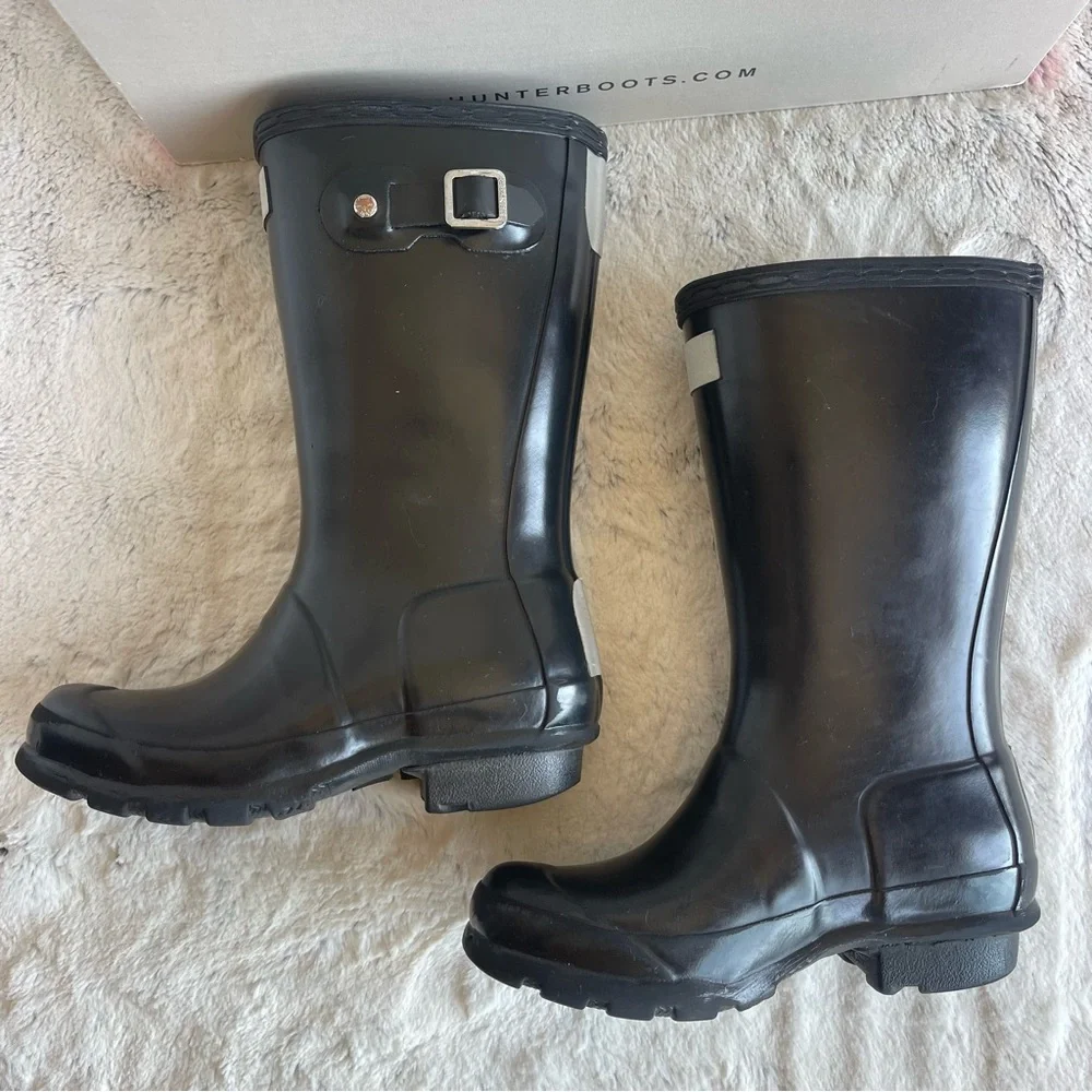 Hunter Glossy Black Boots Little Girl Size 13B - Picture 6 of 13